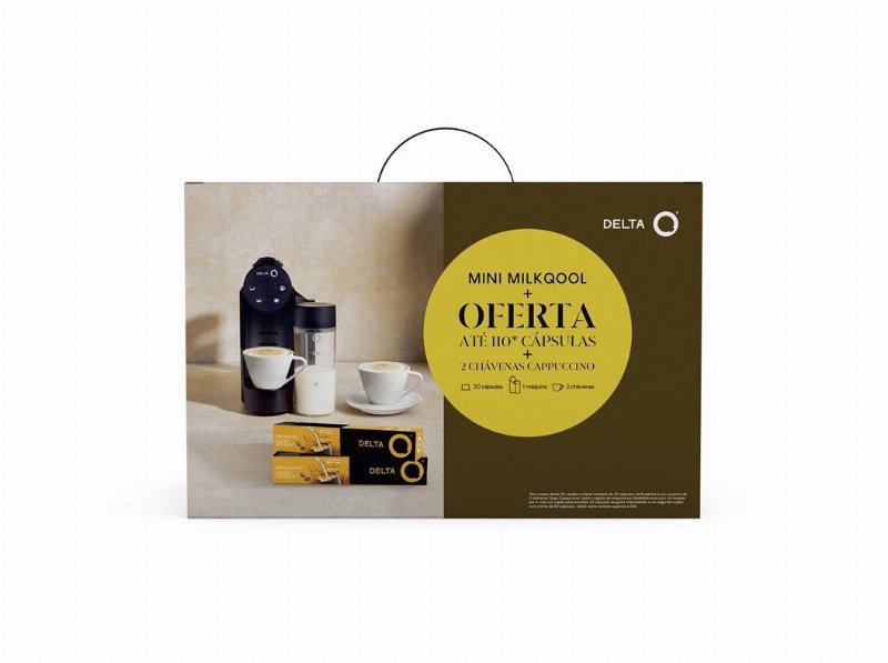 Qit Máquina Café Expresso Delta Q Mini Milkqool + 2 Chavenas + Até 110 Cápsulas