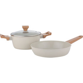 Conjunto Caçarola 20Cm E Frigideira 24Cm Bege Kasa 1 Un