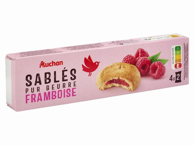 Biscoitos Auchan Areados Manteiga Recheado Framboesa 100 g