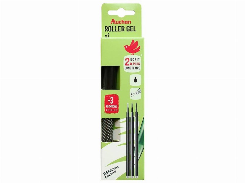 Caneta Gel Apagável Auchan Preta + 3 Recargas