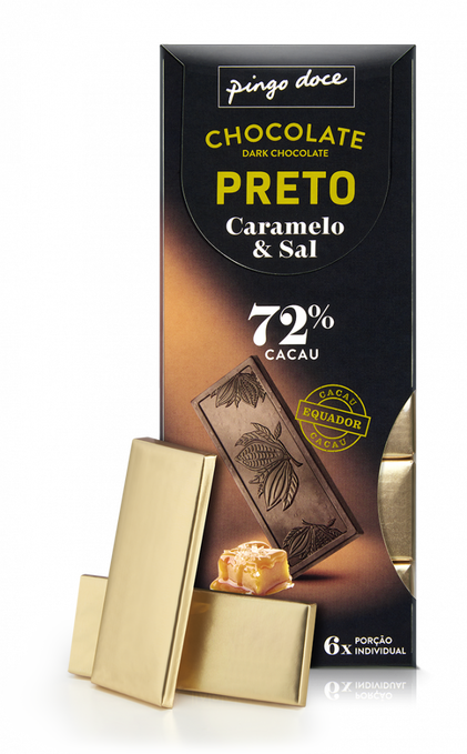 Tablete De Chocolate Negro 72% Cacau Com Caramelo E Sal Pingo Doce 0.126Kg