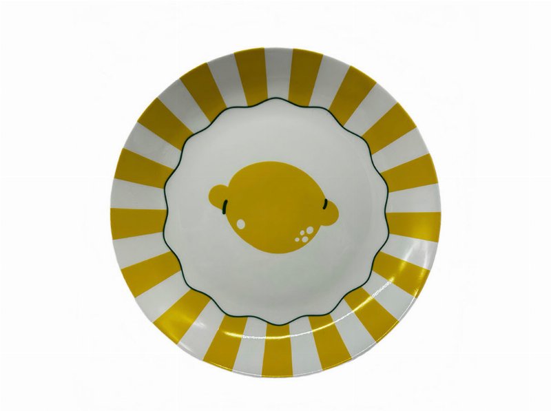 Prato Raso Actuel Porcelana Risca Amarelo 26.5Cm