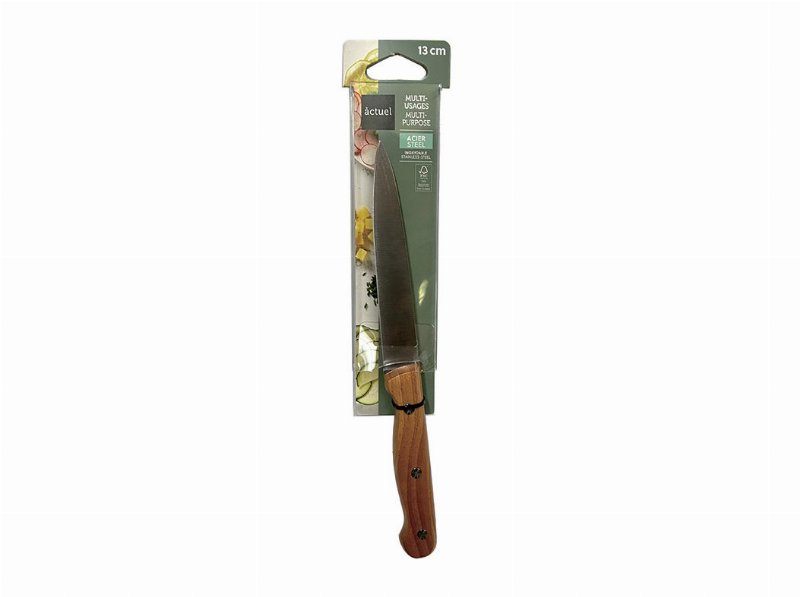 Faca Multiusos Actuel Em Inox Com Cabo De Madeira 13Cm