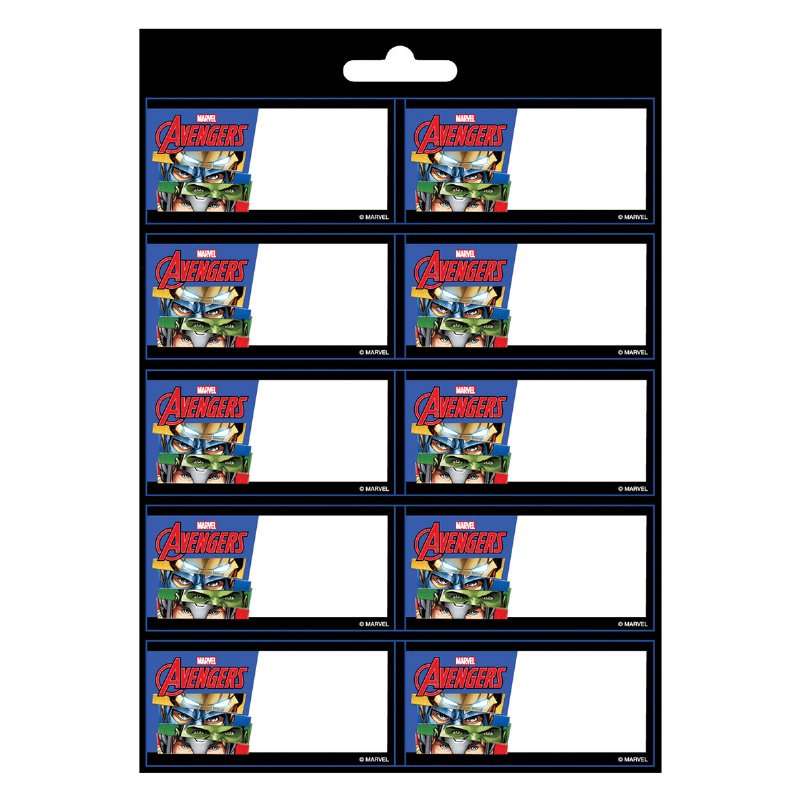 Conjunto De 20 Etiquetas Escolares Avengers 15X21Cm
