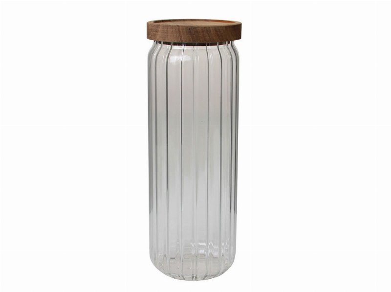 Frasco De Vidro Actuel Com Tampa De Madeira 1.3 l