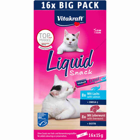 Snack Para Gato Líquido Salmão E Paté De Fígado Vitakraft 16 X 15 g (240 g)