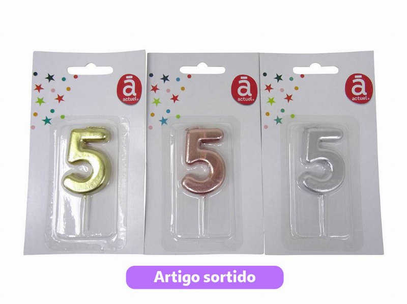 Vela Aniversário Nº5 Actuel Cores Sortidas