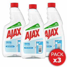 Limpa Vidros Recarga Cristal Ajax 3 X 500 ml