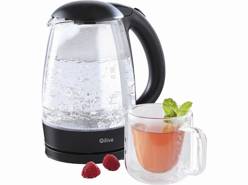 Jarro Elétrico Qilive Q.5503 Vidro/Preto 1.7 l