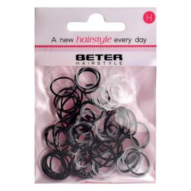 Elásticos De Cabelo Silicone Cores Preto/Branco Beter 100 Un