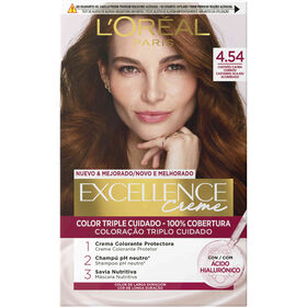 Coloração Permanente Creme Castanho Acajou Acobreado 4.54 l'oréal Paris Excellence 1 Un