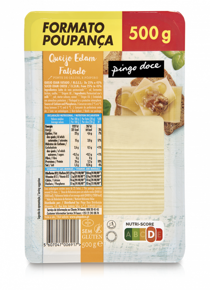Queijo Edam Fatiado Pingo Doce 0.5Kg