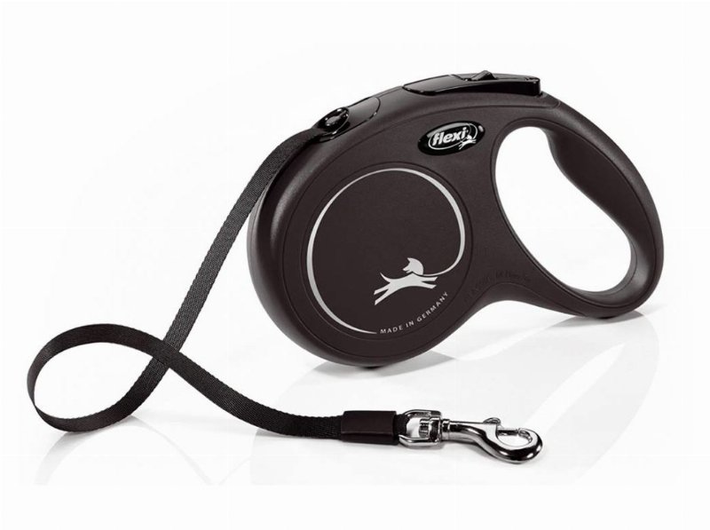 Trela New Classic Fita Flexi Preta 5M S 15K