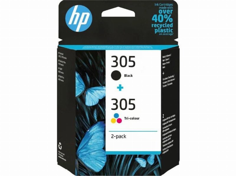 Pack 2 Tinteiros Hp Hp305 6Zd17Ae Preto+Tricolor