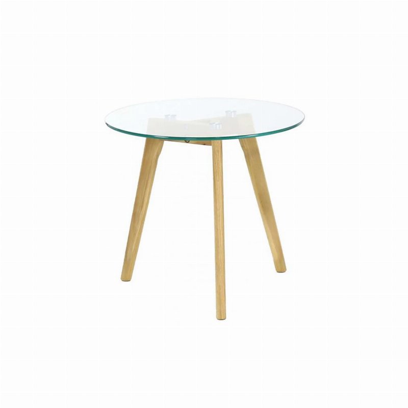 Mesa De Apoio Com Tampo De Vidro Redondo 50 Cm