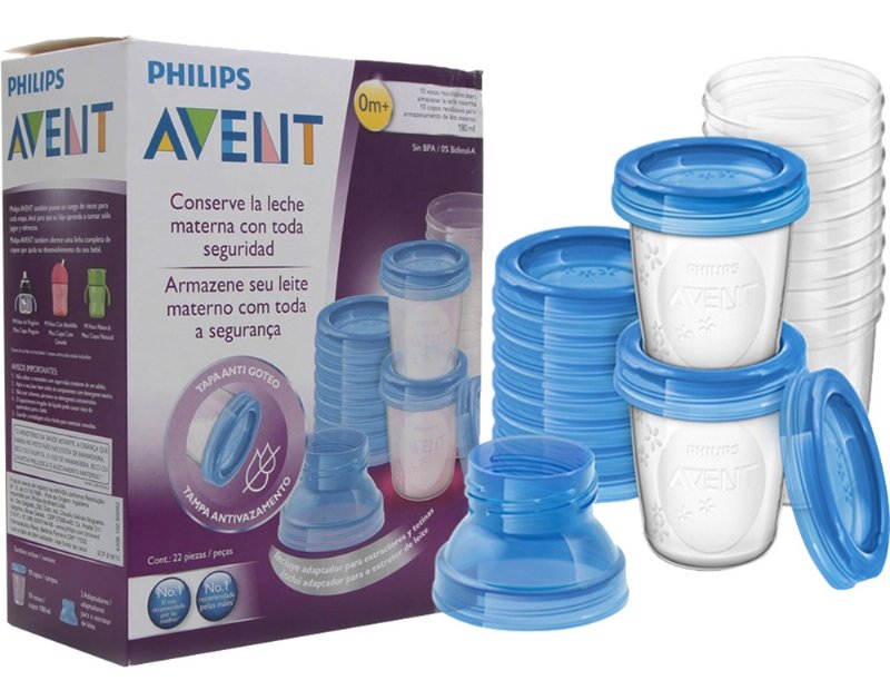 Copos Avent Armazenamento Leite 180 ml +Adaptador 10Un