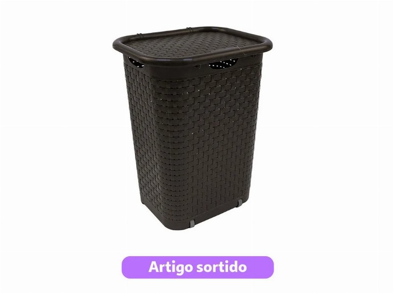 Cesto Para Roupa Suja Kozzi Com Rodas 60 l 44.5X35.5X59Cm Cores Sortidas