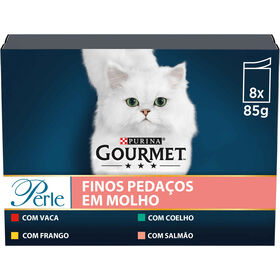 Comida Húmida Para Gato Adulto Finos Pedaços Em Molho Saquetas Purina Gourmet Perle 8 X 85 g