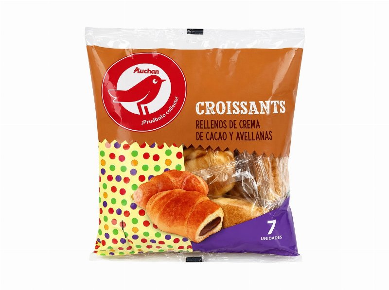 Croissants Auchan Recheio Cacau & Avelãs 7Un 315 g