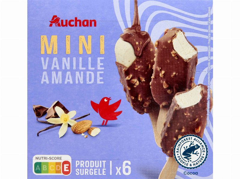 Gelado Palito Auchan Mini Baunilha Amêndoa 6X50 ml