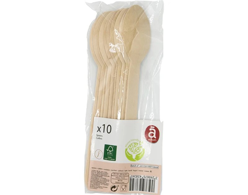 Colheres Descartáveis Actuel Em Madeira Eco Pack 10 Unidades