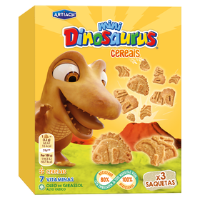 Bolachas Mini Dinossauros Cereais Artiach 120 gr (3 Un)