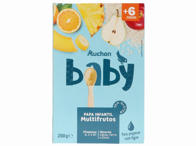 Papa Infantil Auchan Baby Láctea Multifrutos Sem Glúten 250 g