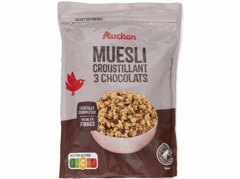 Cereais Auchan Muesli 3 Chocolates 450 g