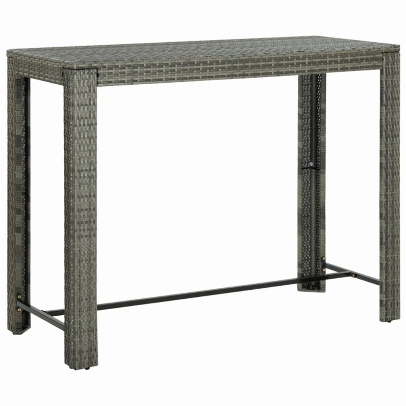 Hkh Mesa De Bar Para Jardim 140,5X60,5X110,5 Cm Vime Pe - Cinzento