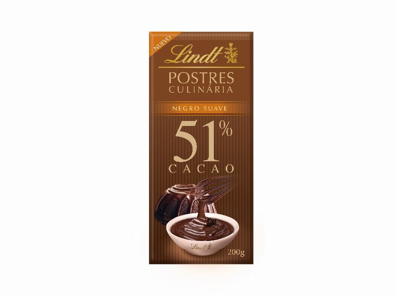 Chocolate Lindt De Culinária 51% Cacau 200 g