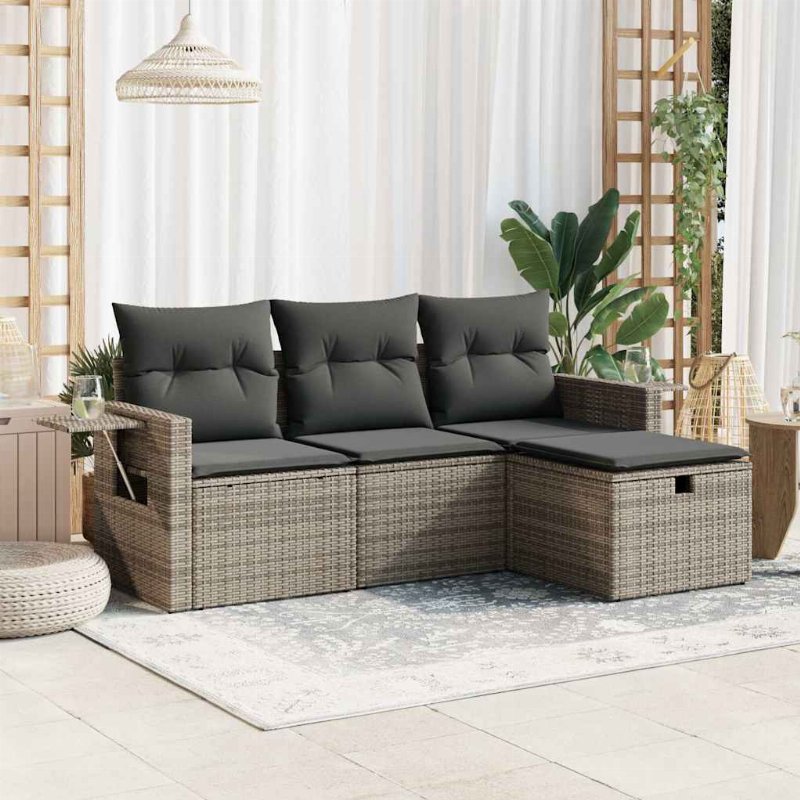Hkh 5 Pcs Conjunto De Jantar P/ Jardim Vime De Pvc E Castanho - Preto