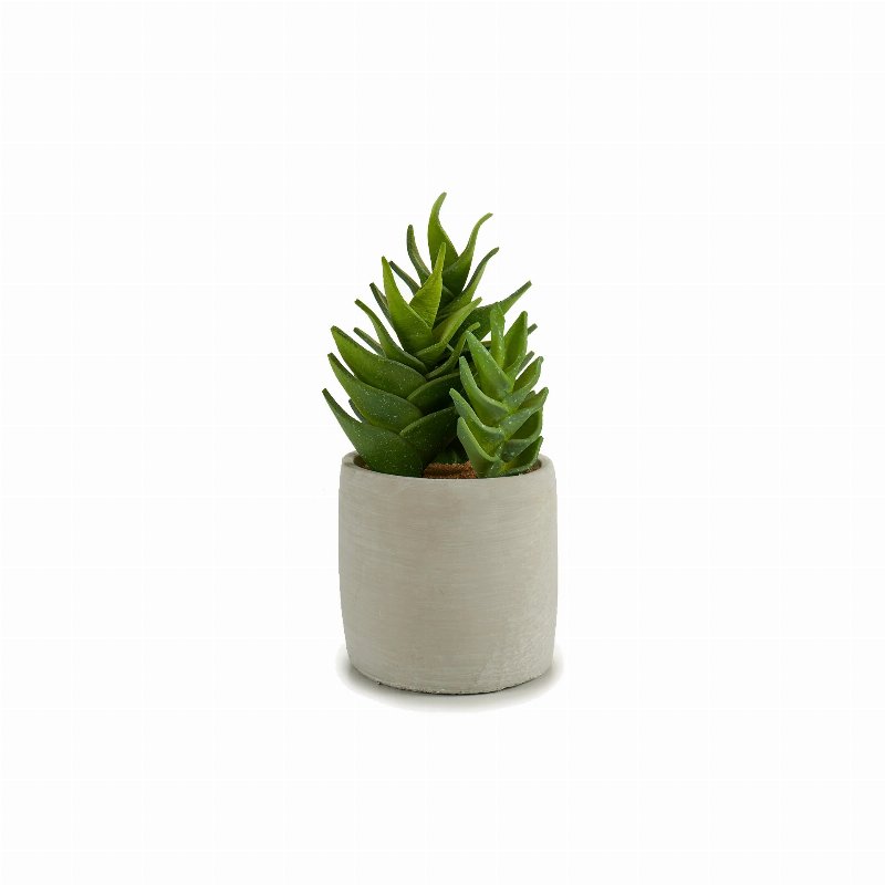 Vaso Redondo Branco Com Cacto 25 Cm