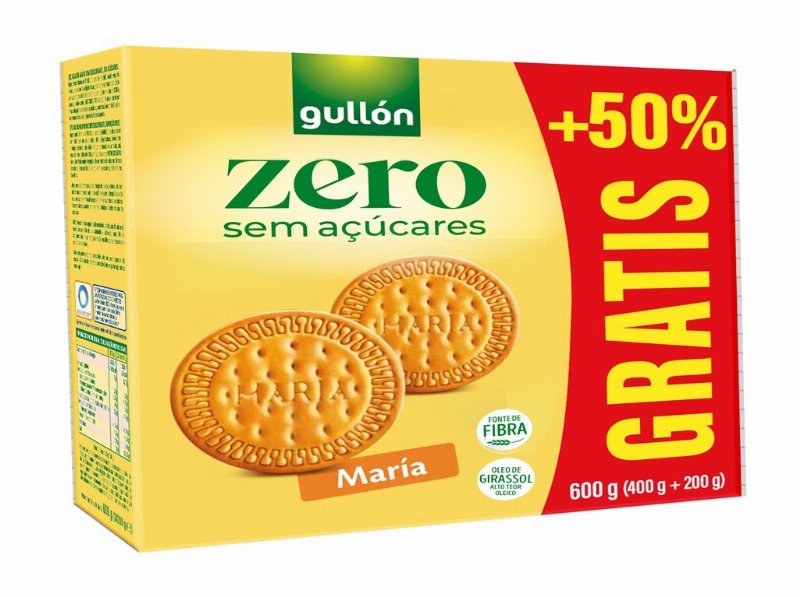 Bolacha Maria Gullon Zero Sem Açucar 400 g +50% Grátis