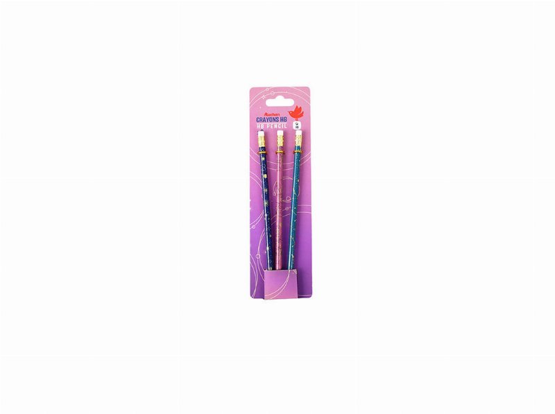 Lápis Hb Auchan C/Borracha 3Pcs Cosmic Vibes