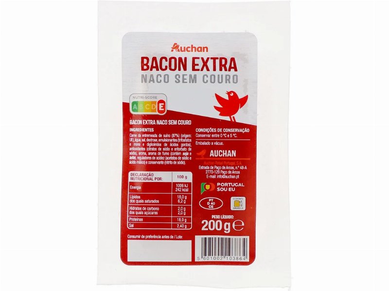 Bacon Extra Auchan Naco Sem Couro 200 g