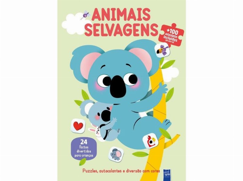 Livro Puzzles Autocolantes E Diversão Com Cores - Animais Selvagens