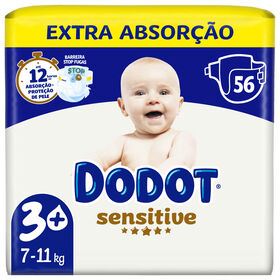 Fraldas Sensitive Extra 7-11 kg T3+ Dodot 56 Un