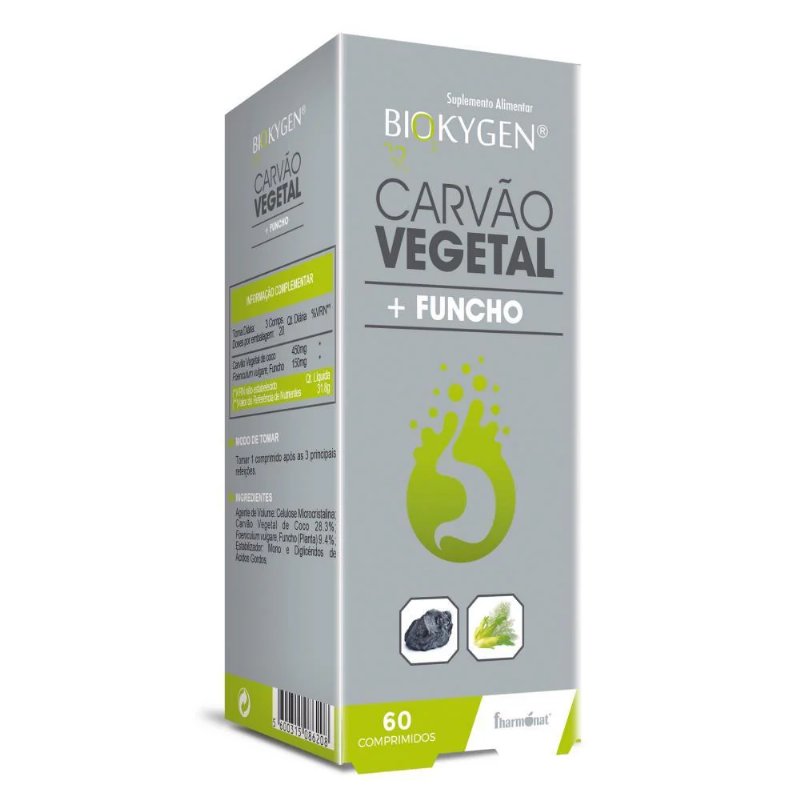 Carvão Vegetal + Funcho Biokygen Fharmonat 60 Comprimidos