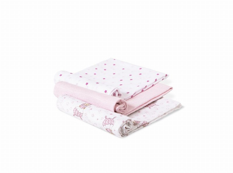 Pack 3 Fraldas Interbaby Rosa 80X80Cm