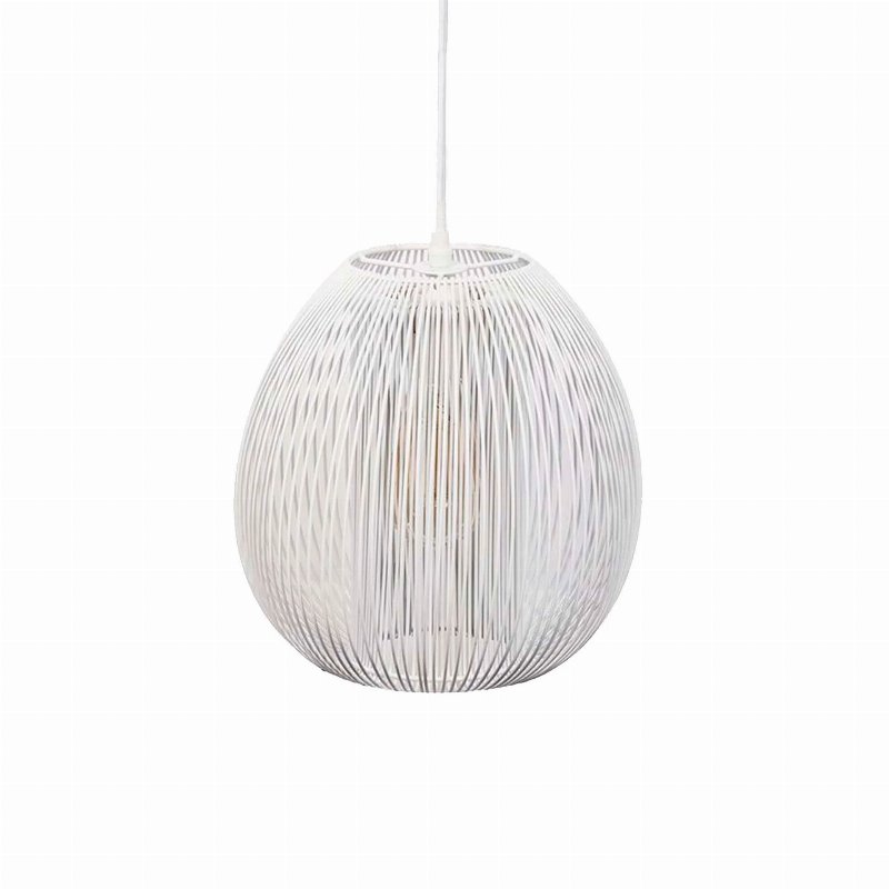 Candeeiro De Teto Metal Arame Branco Forma De Bola