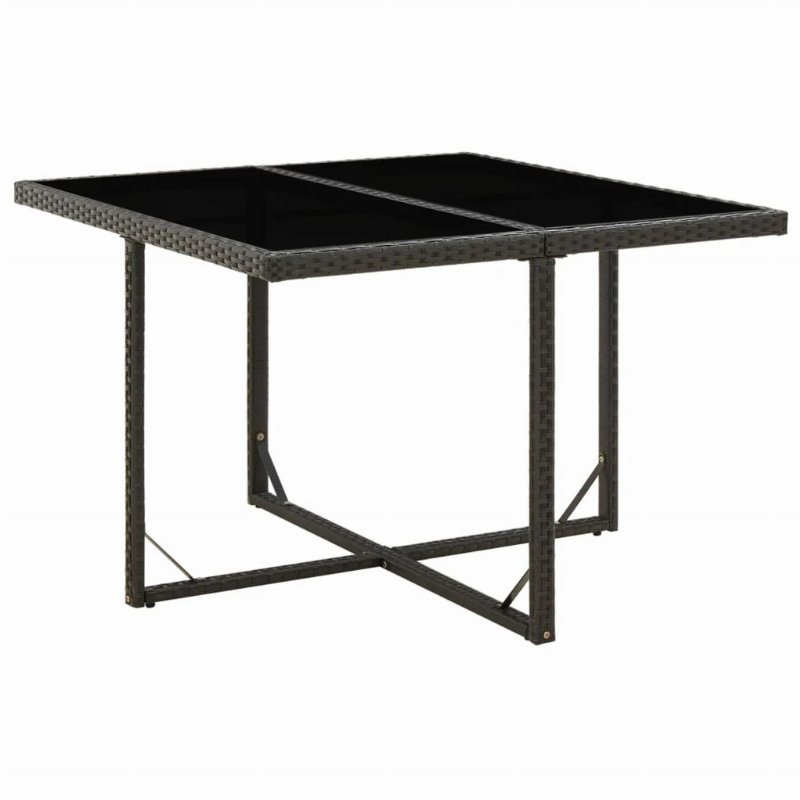 Hkh Mesa De Jardim 109X107X74 Cm Vime Pe E Vidro - Preto