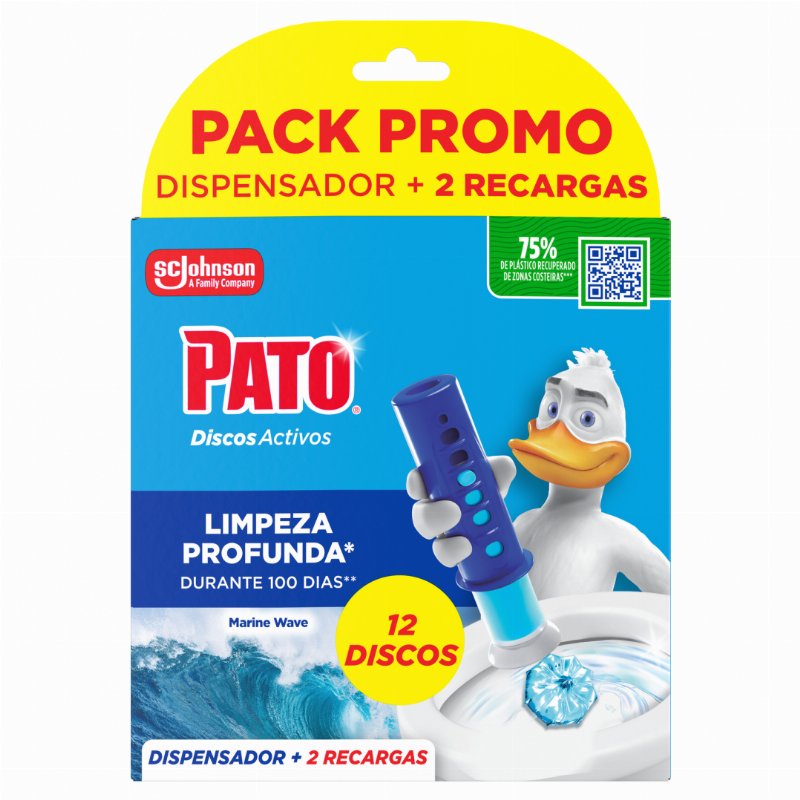 Bloco Sanitário Discos Marinho Dispensador + 2 Recargas Wc Pato 2Un