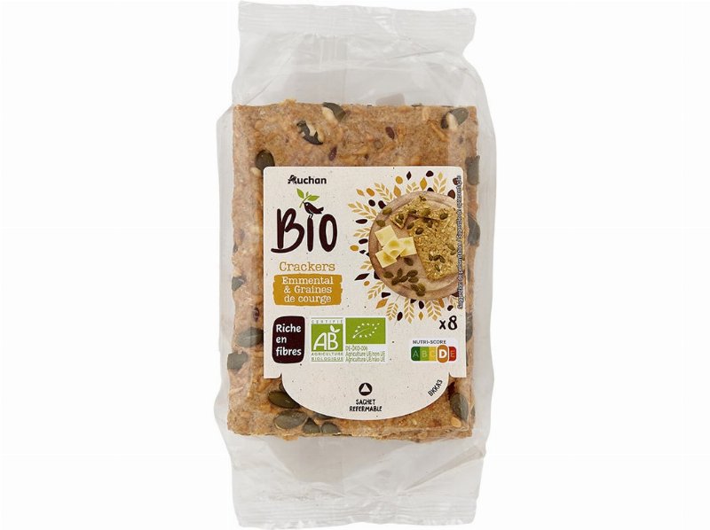 Bolachas Crackers Auchan Bio Qj Emmen Sementes Abóbora 200 g
