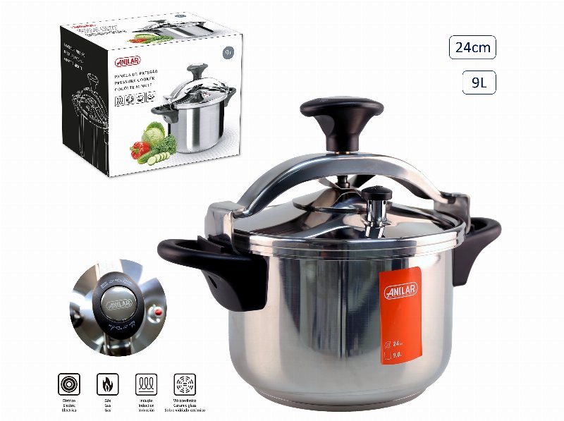Panela Pressão Anilar Inox 9 l