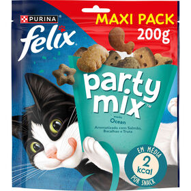 Snack Para Gato Party Mix Ocean Salmão, Bacalhau E Truta Purina Felix 200 g