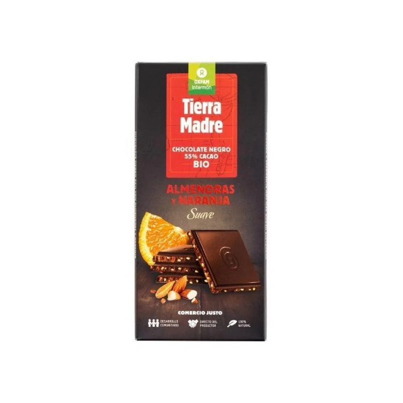 Chocolate Negro 55% Cacau Com Pedaços De Amêndoa E Laranja Bio Tierra Madre 100 g
