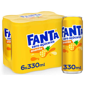 Refrigerante Em Lata Com Gás Ananás Sem Açúcar Fanta 6 X 33 cl