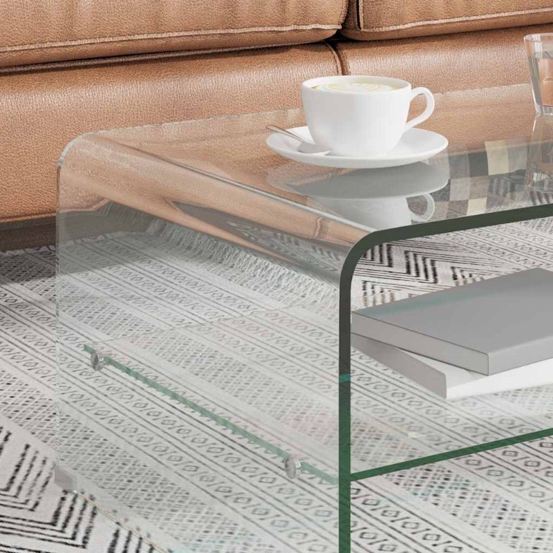 Hkh Mesa De Centro Temperado Transparente Em Vidro
