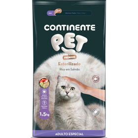 Ração Para Gato Adulto Esterilizado Salmão Continente Pet Premium 1,5 kg