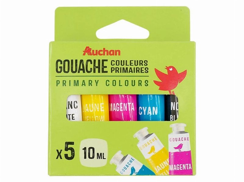 Conjunto De 5 Guaches Com Cores Primárias Auchan 10 ml